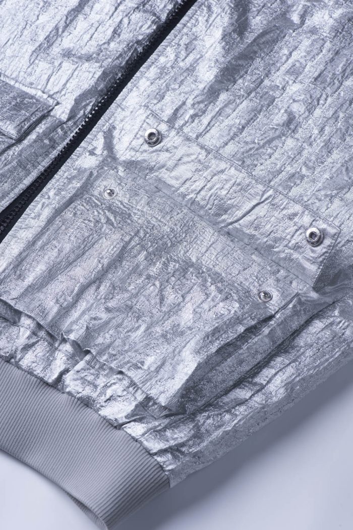 Silver metallic jacquard quilted bomber jacket - 图片 5