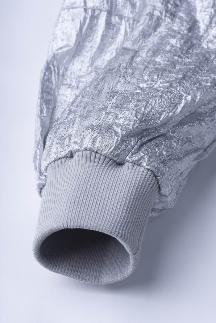 Silver metallic jacquard quilted bomber jacket - 图片 4
