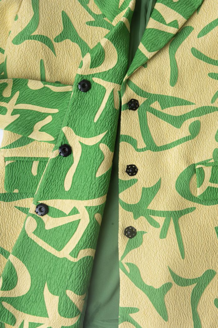 Two tones jacquard blazer with tie band at waist - 图片 5