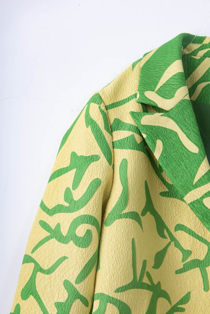 Two tones jacquard blazer with tie band at waist - 图片 4