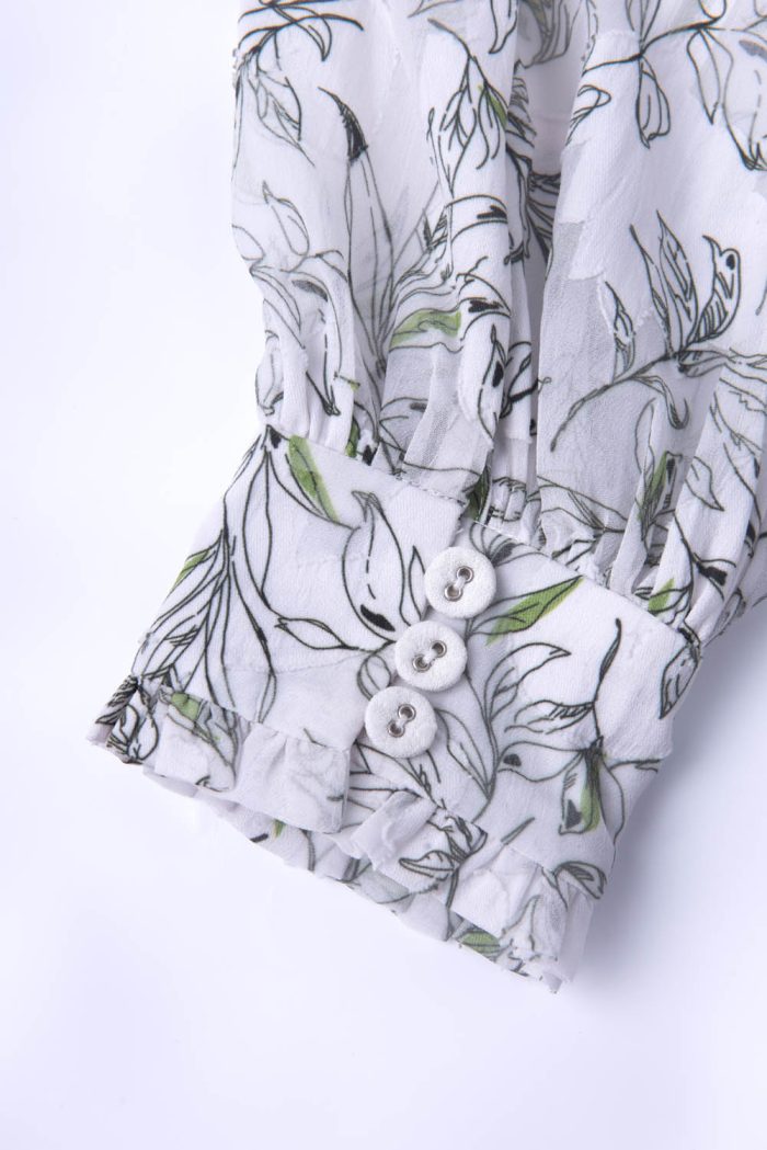 Floral printed blouse with ruffle at sleeves - 图片 4