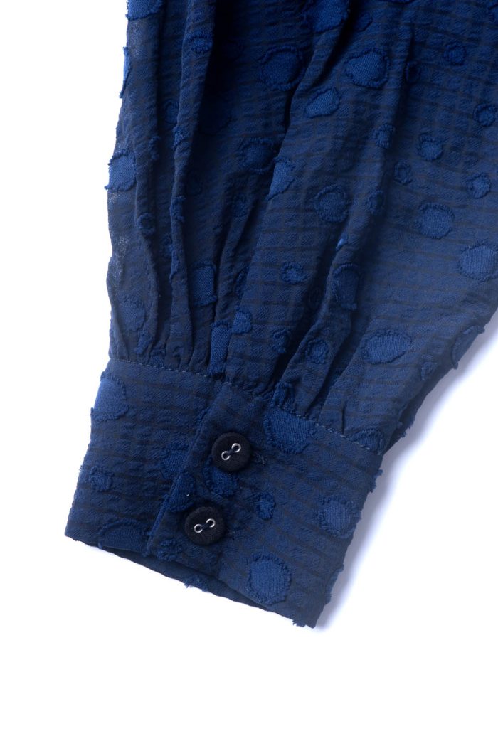 Polka dot jacquard navy dress - 图片 6