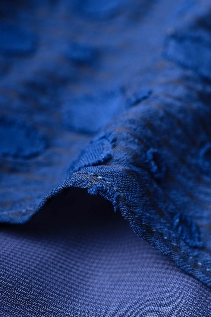 Polka dot jacquard navy dress - 图片 5