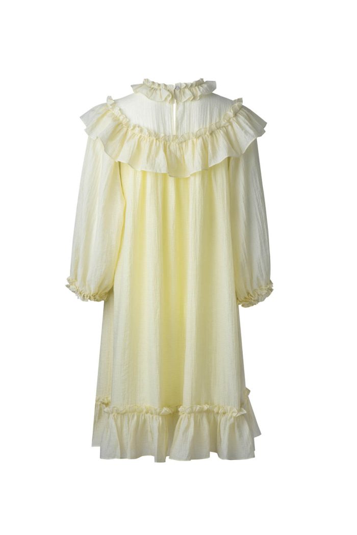 Structure tencel midi dress with ruffle at shoulder - 图片 3