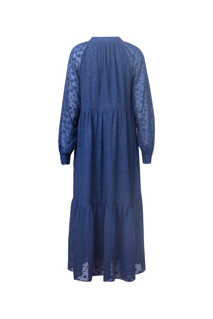 Polka dot jacquard navy dress - 图片 3