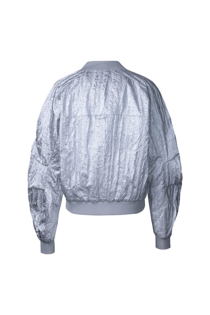 Silver metallic jacquard quilted bomber jacket - 图片 3