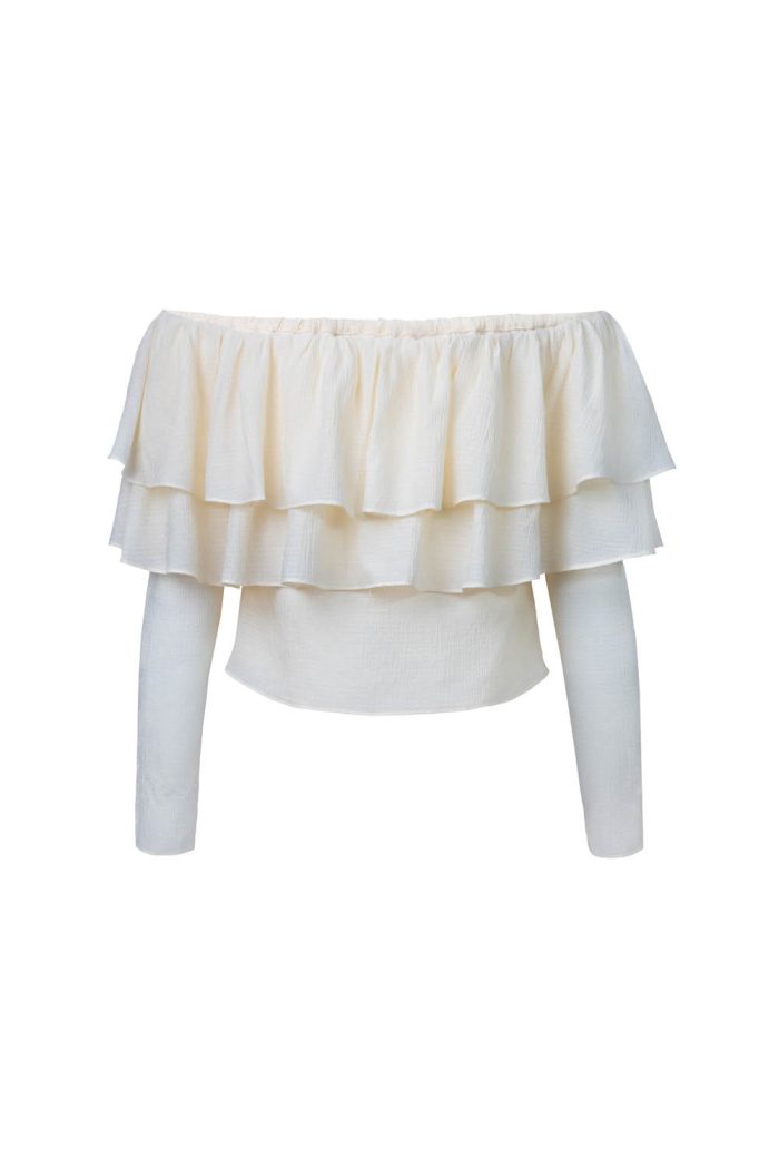 long sleeve off shoulder blouse - 图片 3