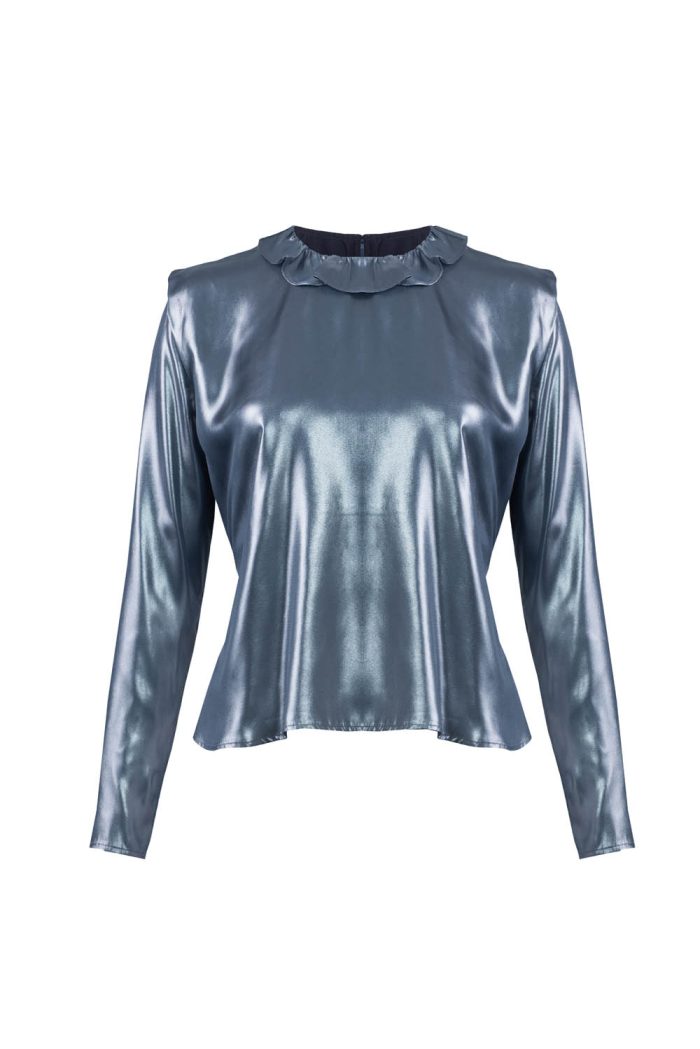 Foil printed chiffon blouse long sleeve