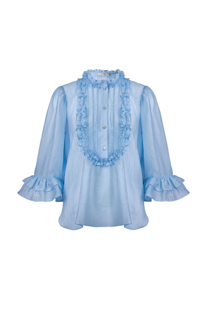 sustainable tencel shirt with frll details