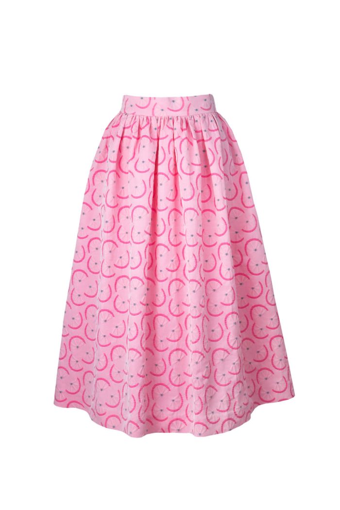 Volume pink jacquard skirt