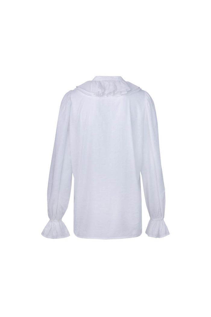 White shirt with ruffle at collar - 图片 3