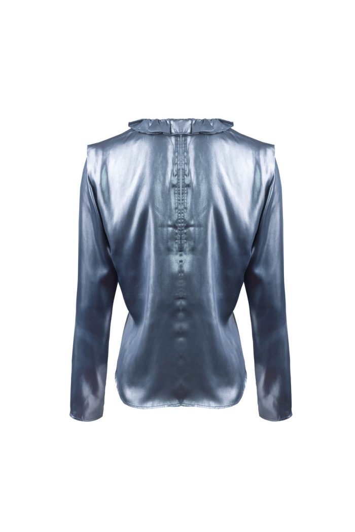Foil printed chiffon blouse long sleeve - 图片 3