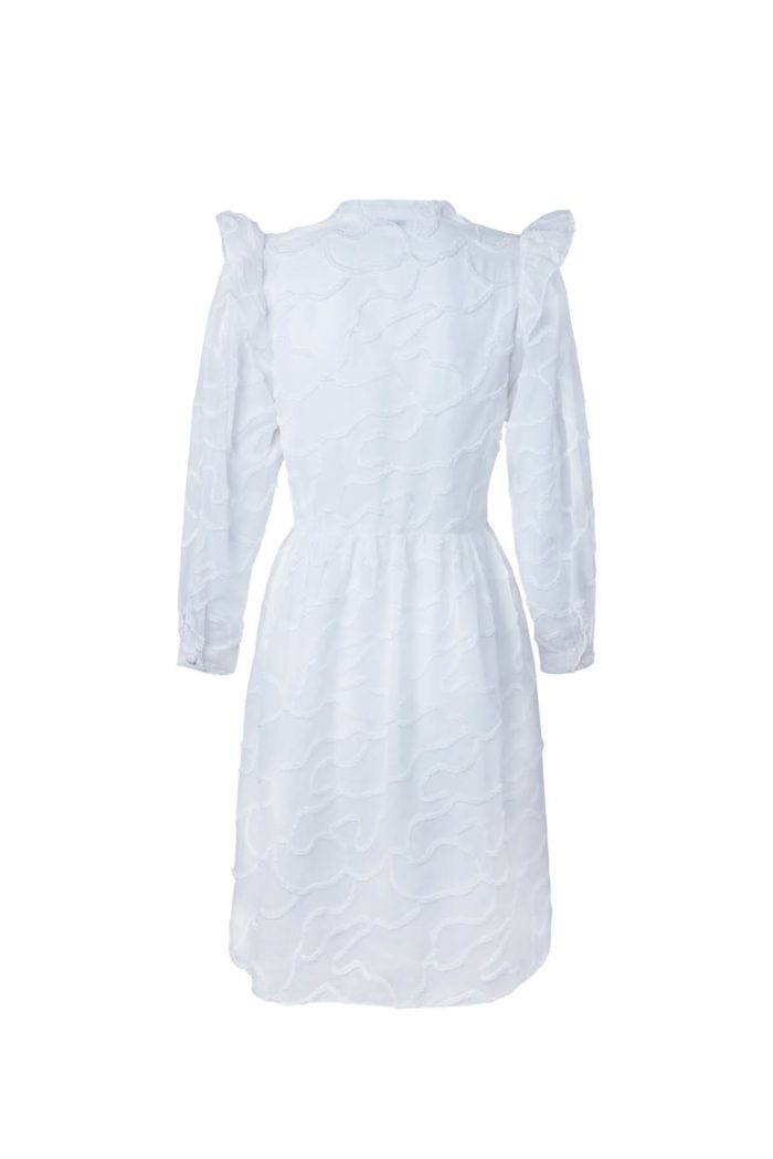 White jacquard long sleeve midi dress - 图片 3