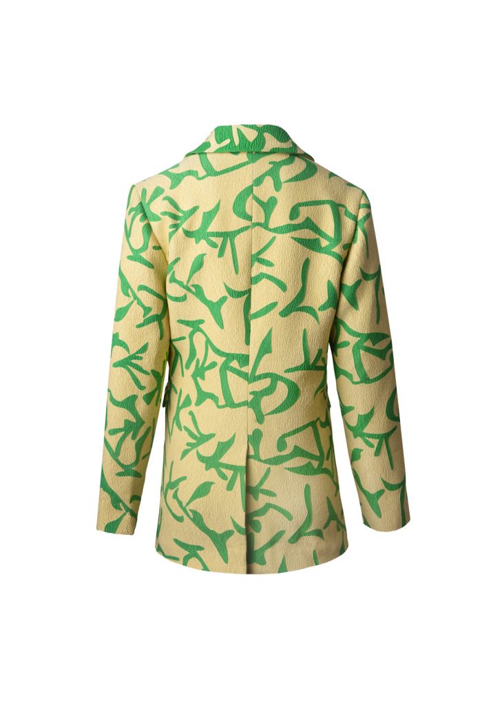 Two tones jacquard blazer with tie band at waist - 图片 3