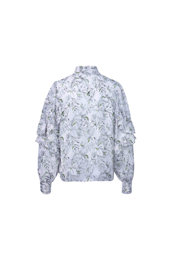 Floral printed blouse with ruffle at sleeves - 图片 3