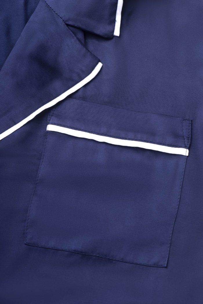 Viscose satin shirt with white pipping - 图片 4