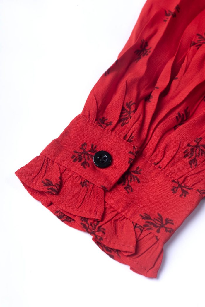 Ecovero viscose Blouse with frill neck - 图片 5