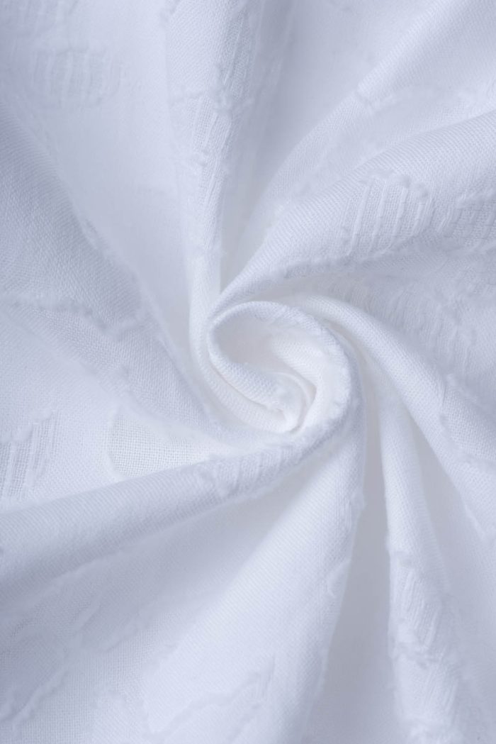 Cotton jacquard blouse V neck - 图片 6