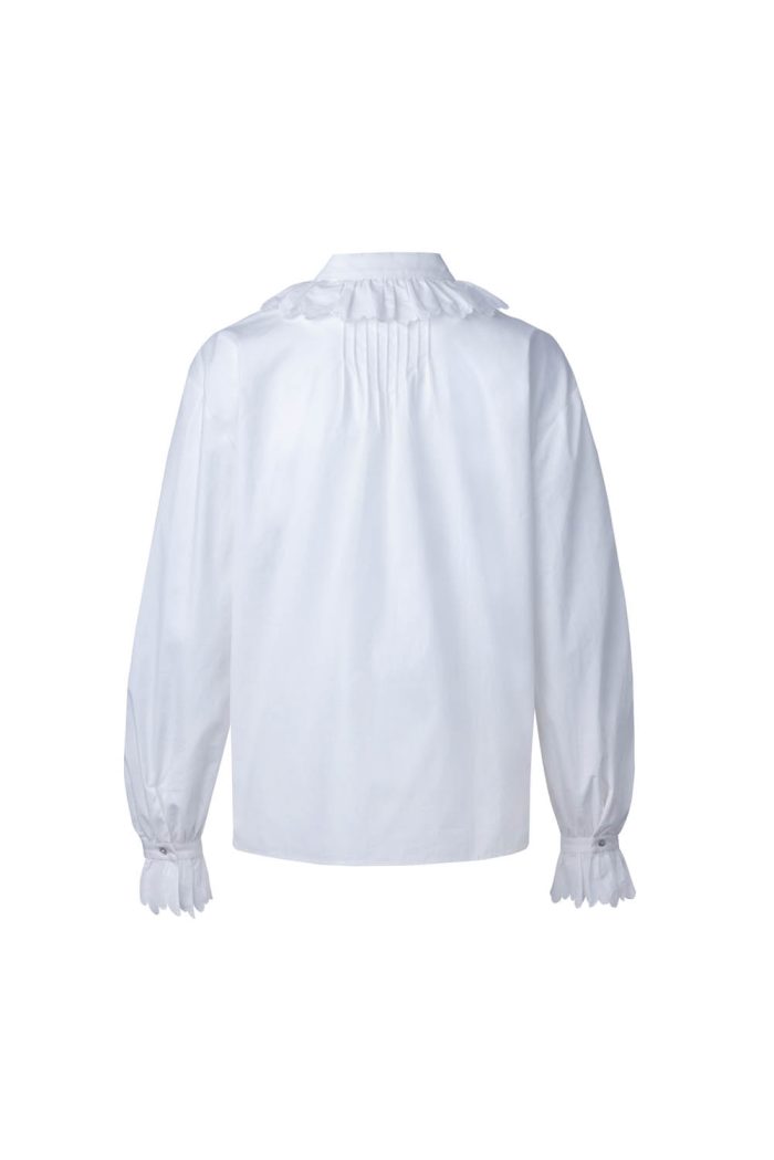 Cotton shirt with frill at collar and pintunk at CF - 图片 3