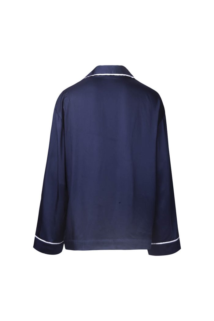 Viscose satin shirt with white pipping - 图片 3