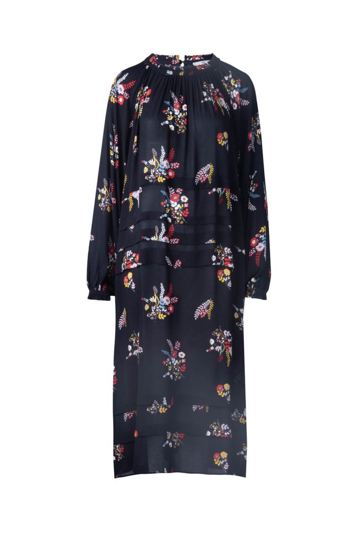 Ecovero crepe maxi dress with folded pleat at body