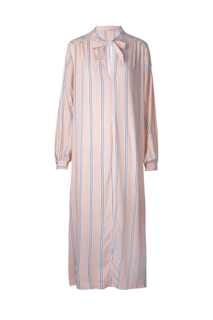 Ecovero crepe maxi dress with bow at neck