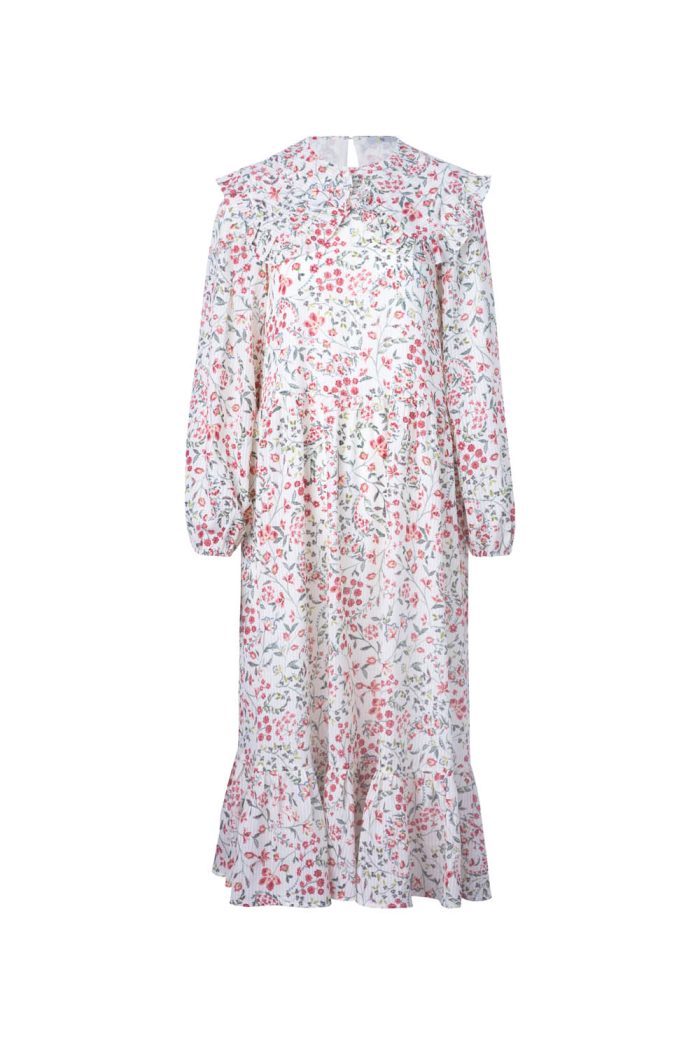 Structured polyester dressw with frill neck