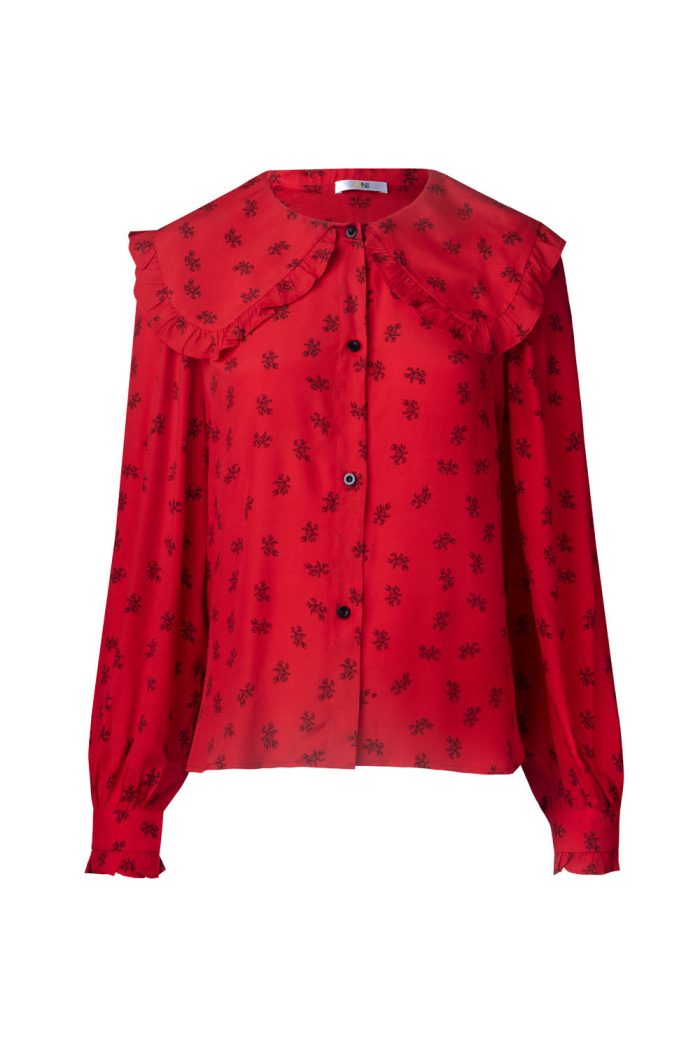 Ecovero viscose Blouse with frill neck