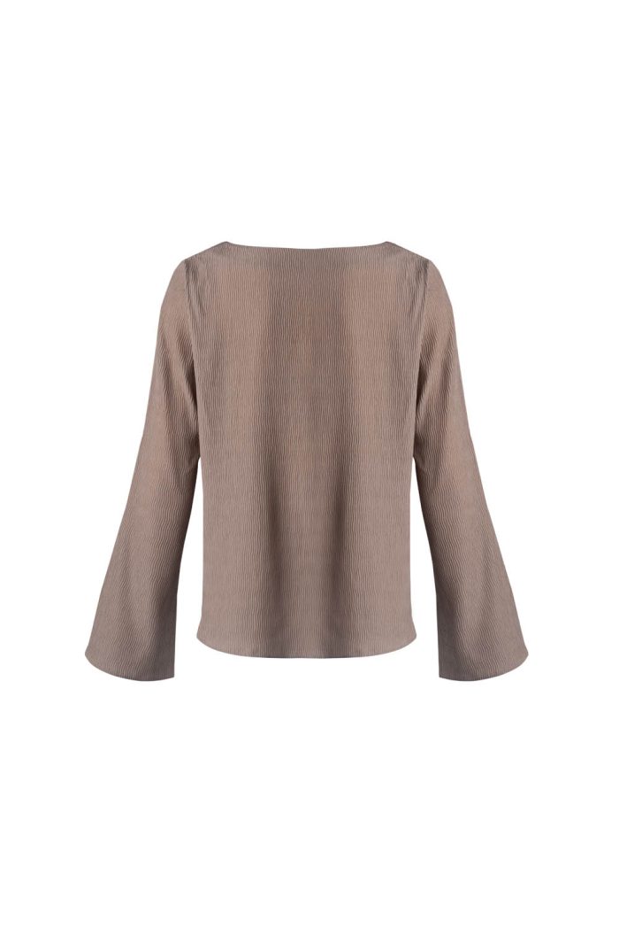 Structured polyester round neck blouse - 图片 3